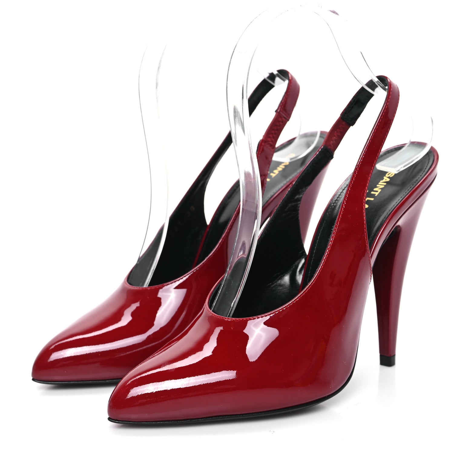 Saint Laurent Patent Venus 110 Slingback Pumps 39 Hot Red 3 of 12