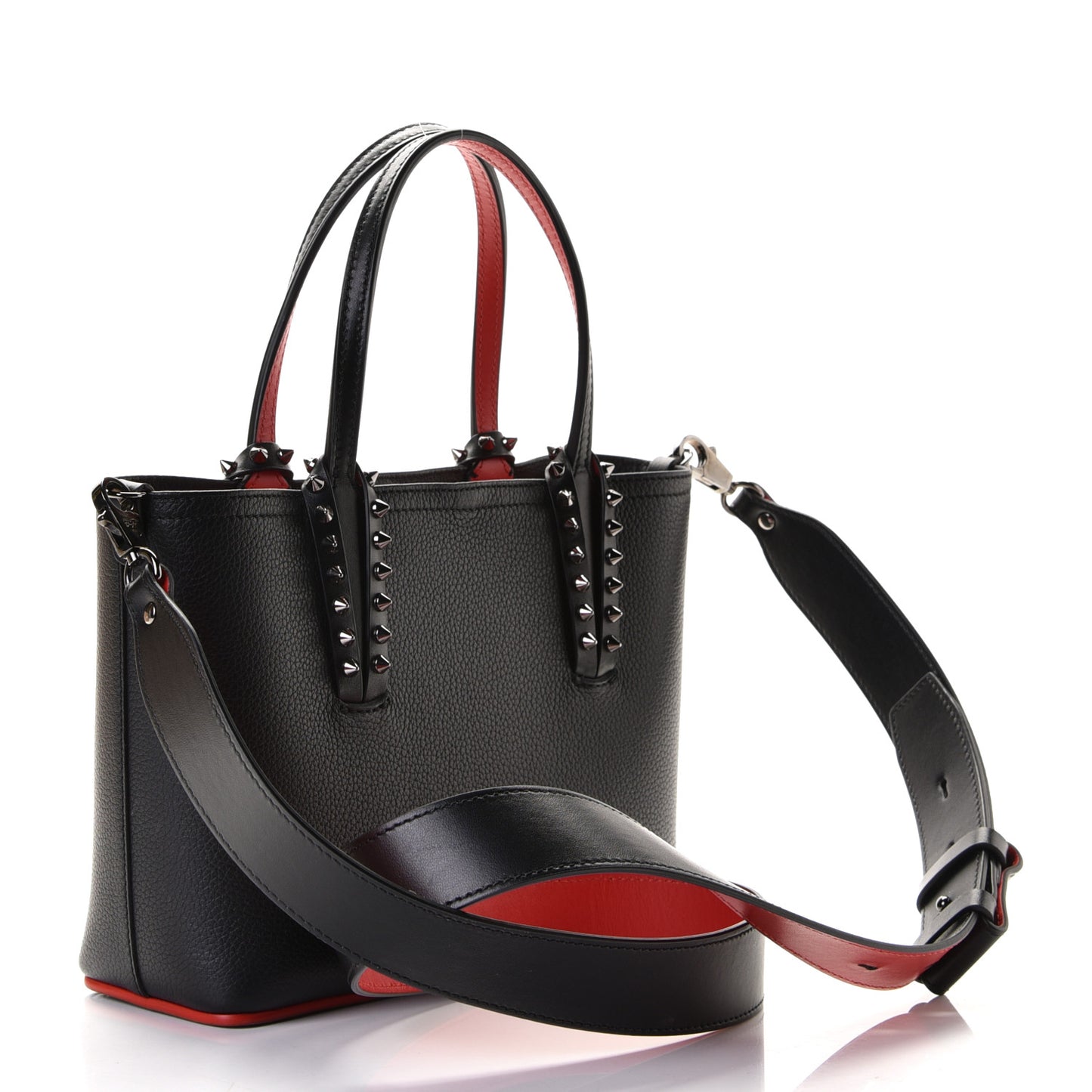 Calfskin Spikes Mini East West Cabata Tote Black