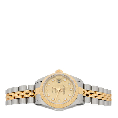 Rolex Stainless Steel 18K Yellow Gold Diamond 26mm Oyster Perpetual Datejust Watch Champagne 79173 2 of 4