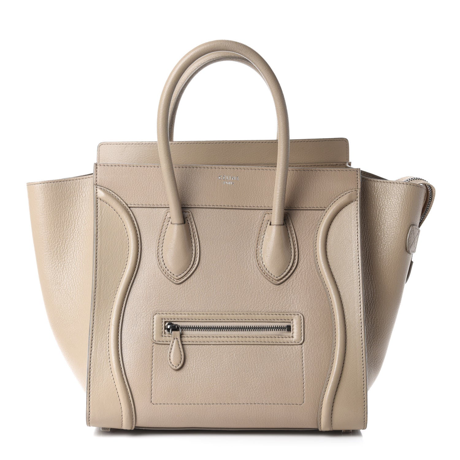 Celine Drummed Calfskin Mini Luggage Dune 1 of 12