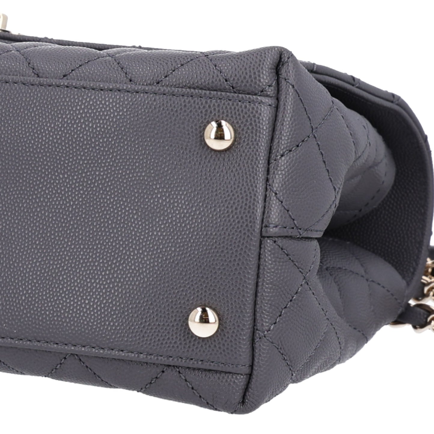 Caviar Quilted Small Coco Handle Flap Dark Grey