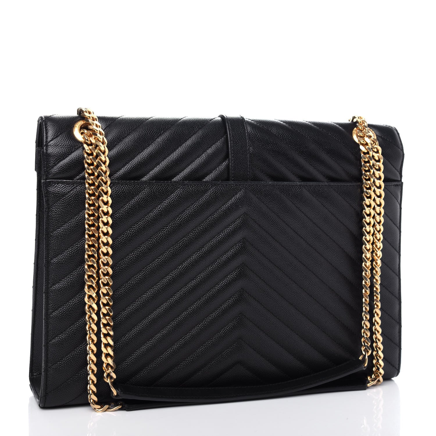 Saint Laurent Grain De Poudre Matelasse Chevron Large Monogram Satchel Black 3 of 11