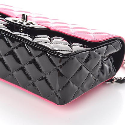 Chanel Patent Calfskin Quilted Bi-Color Mini Rectangular Flap Pink Black 10 of 11