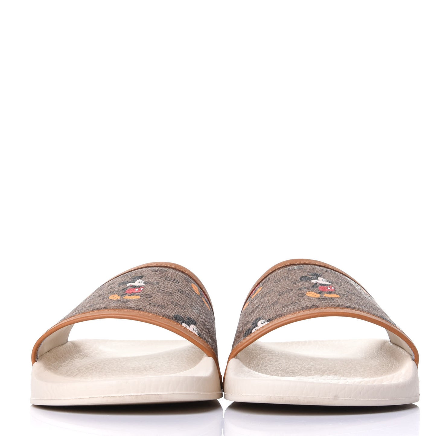 X DISNEY Mini Vintage GG Supreme Monogram Mickey Mouse Womens Slide Sandals 38 Beige Vintage Sun Oil