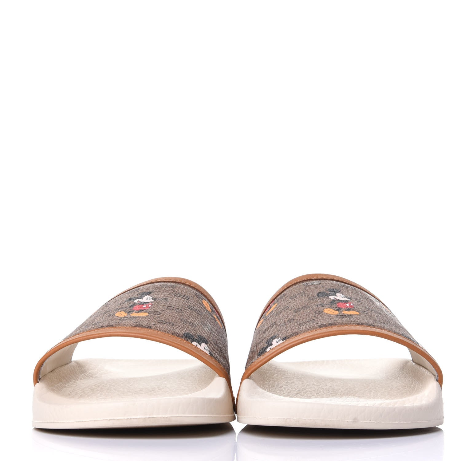 Gucci X DISNEY Mini Vintage GG Supreme Monogram Mickey Mouse Womens Slide Sandals 38 Beige Vintage Sun Oil 2 of 11