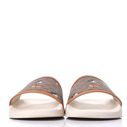 Gucci X DISNEY Mini Vintage GG Supreme Monogram Mickey Mouse Womens Slide Sandals 38 Beige Vintage Sun Oil 2 of 11