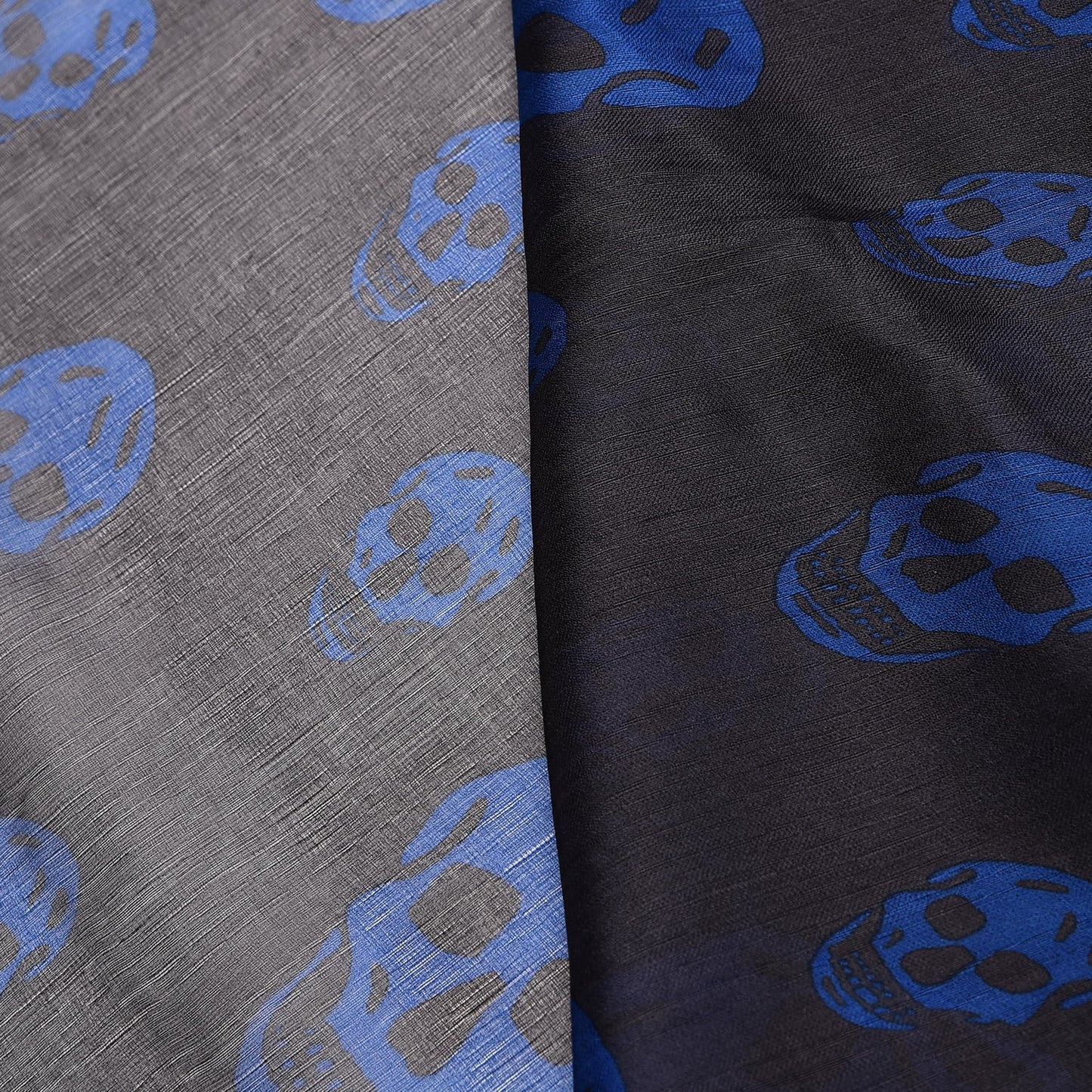 Silk Chiffon Skull Scarf Blue