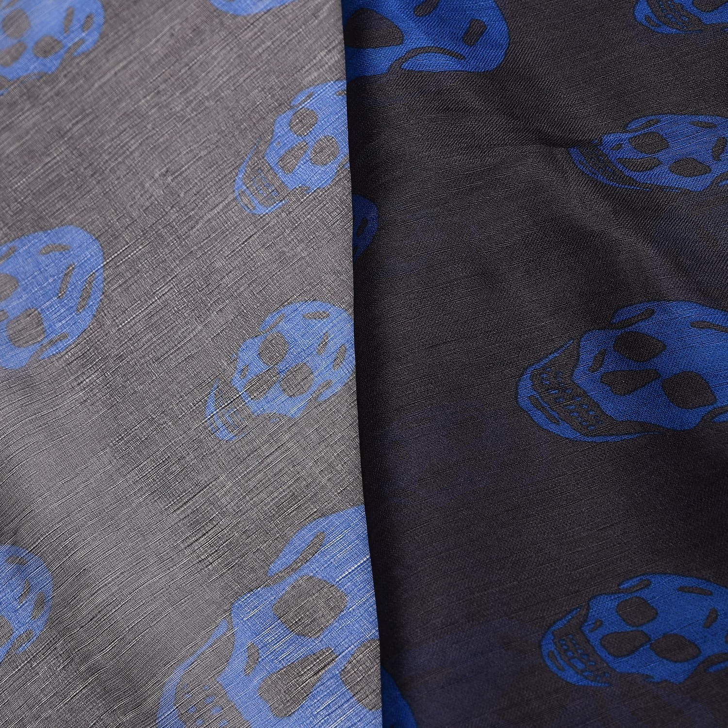 Alexander McQueen Silk Chiffon Skull Scarf Blue 5 of 8