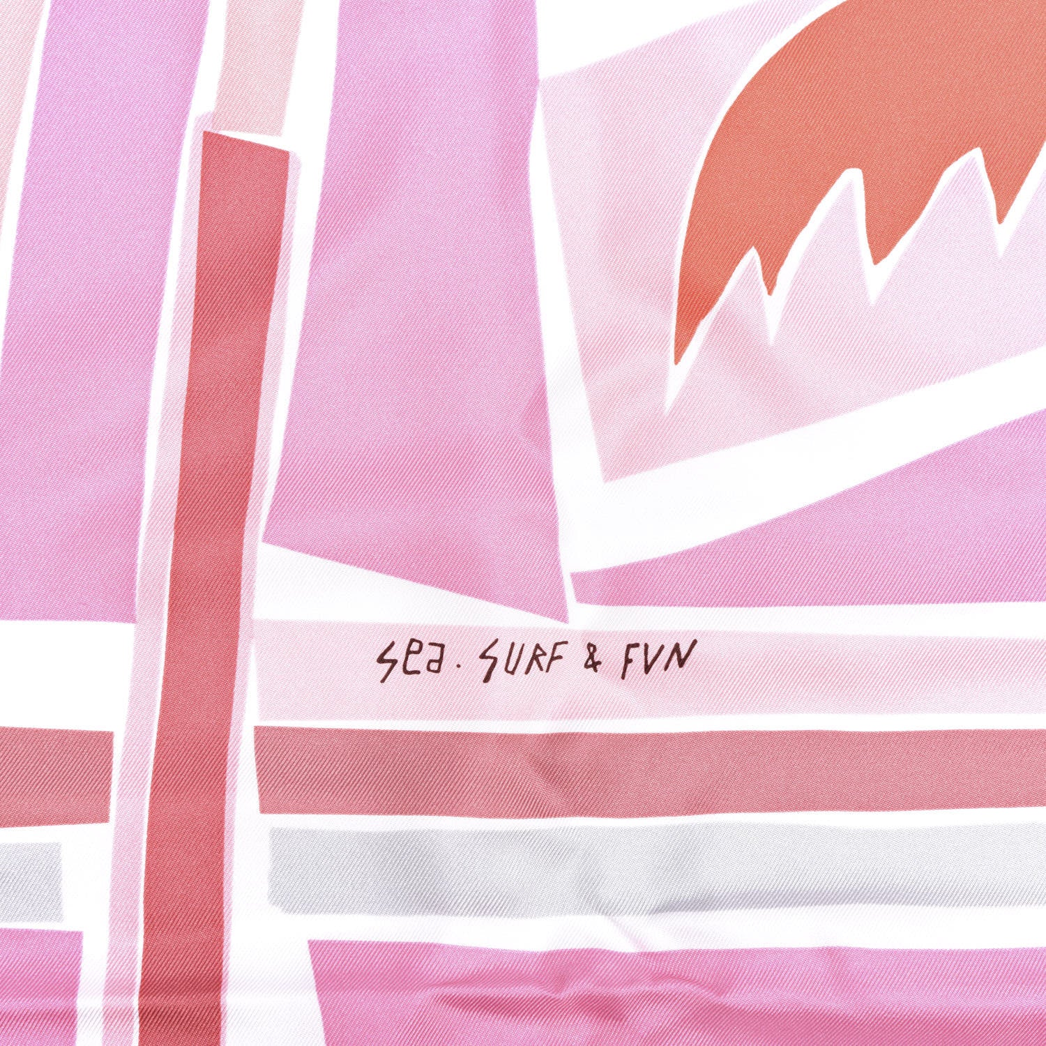 Hermes Silk Sea Surf and Fun Scarf 90 Blanc Rose Corail 2 of 5