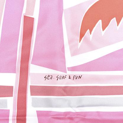 Hermes Silk Sea Surf and Fun Scarf 90 Blanc Rose Corail 2 of 5