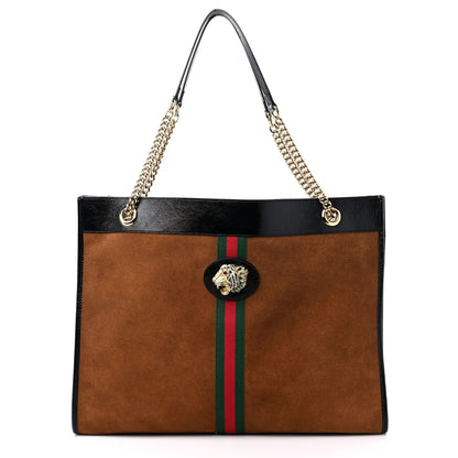 Gucci Suede Patent Large Rajah Chain Tote Nocciola Black 3 of 11