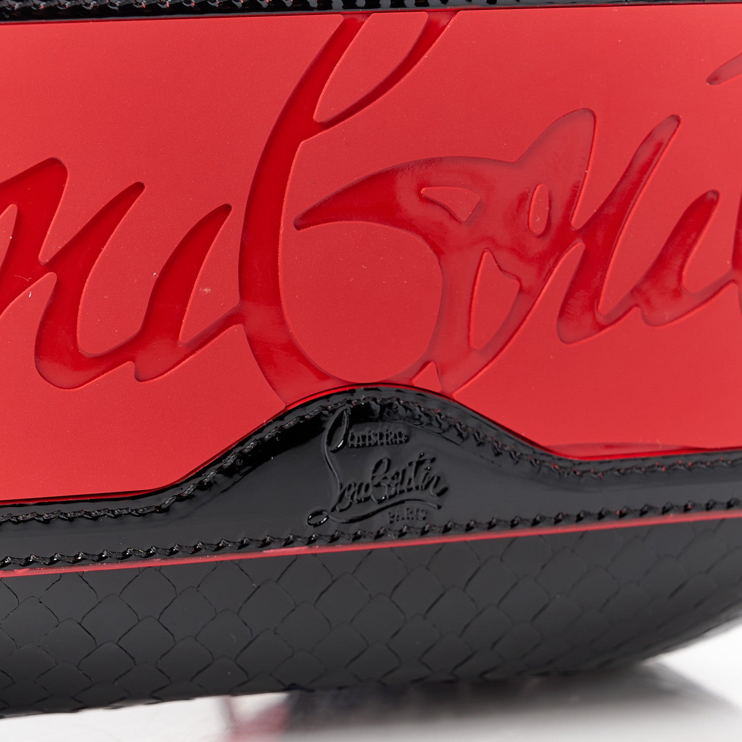 Christian Louboutin Patent Snakeskin Embossed Spiked Mini Cabarock Shopper Tote Black 6 of 10