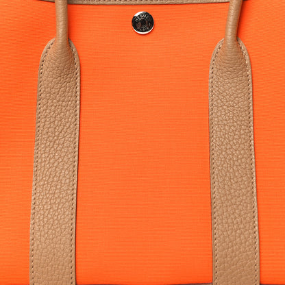 Hermes Toile Officier Negonda Garden Party Tote 30 Orange Biscuit 8 of 11