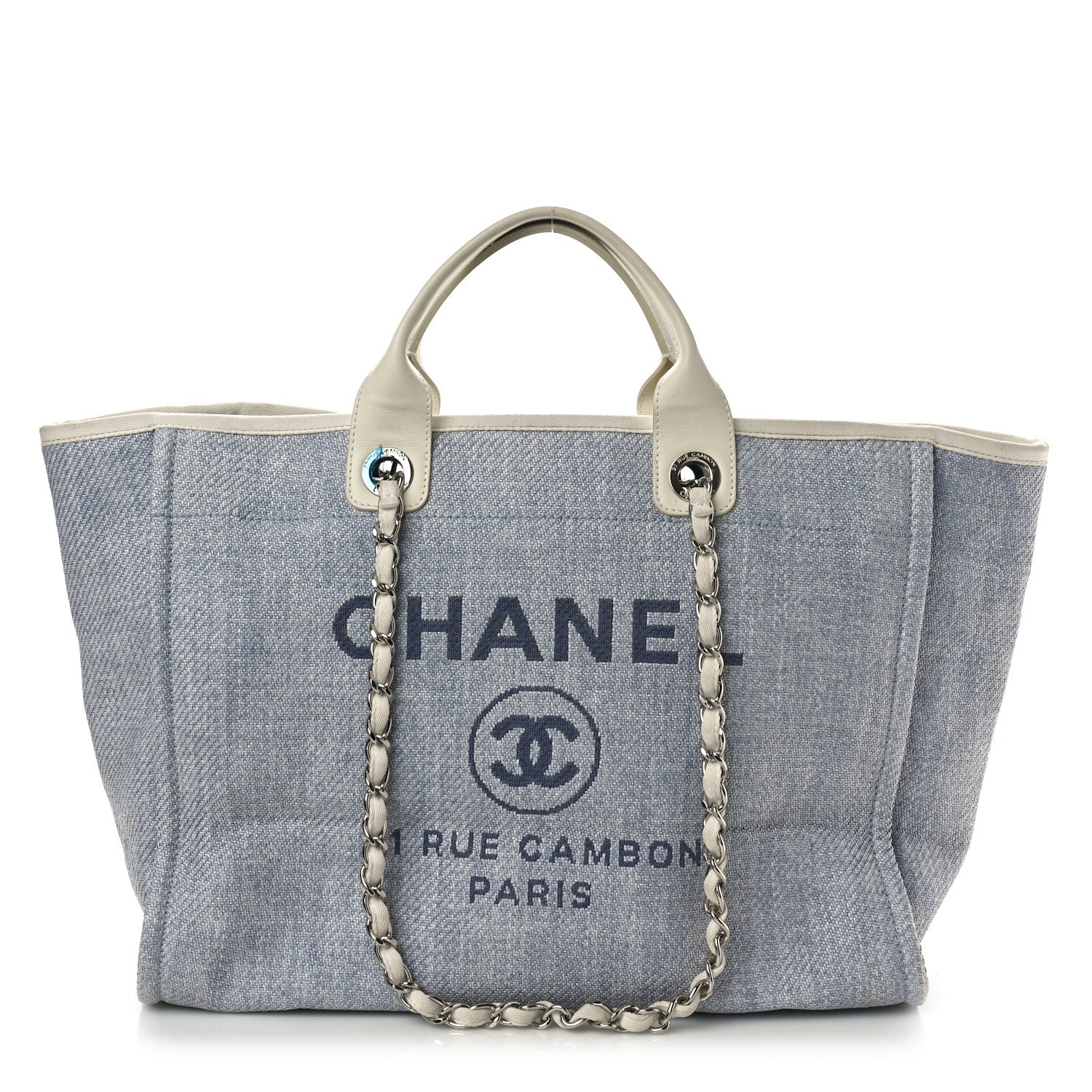 Chanel Woven Straw Raffia Medium Deauville Tote Light Blue 1 of 10