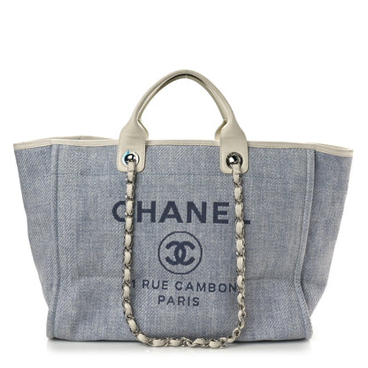 Chanel Woven Straw Raffia Medium Deauville Tote Light Blue 1 of 10