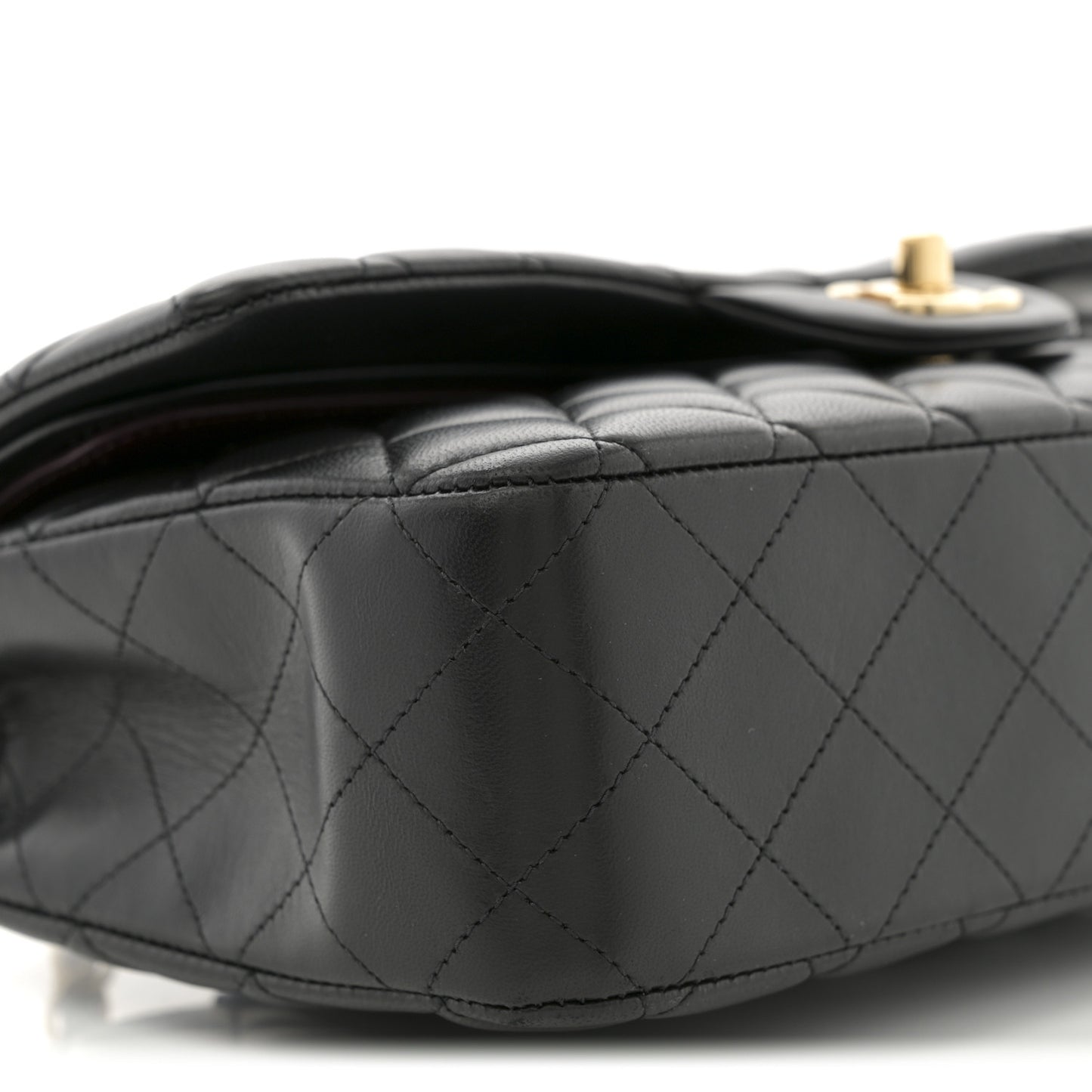 Lambskin Quilted Medium Double Flap Black