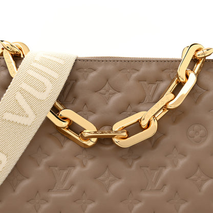 Louis Vuitton Lambskin Embossed Monogram Coussin MM Taupe 8 of 11