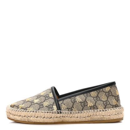 Gucci GG Supreme Monogram Bees Espadrille Flats 37 Beige Ebony Oro Black 1 of 14