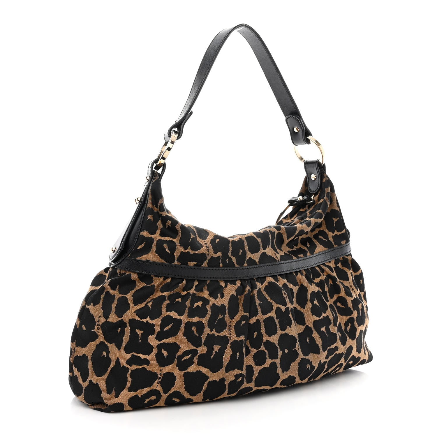 Fendi Jacquard Leopard Print Chef Hobo Tobacco 3 of 10