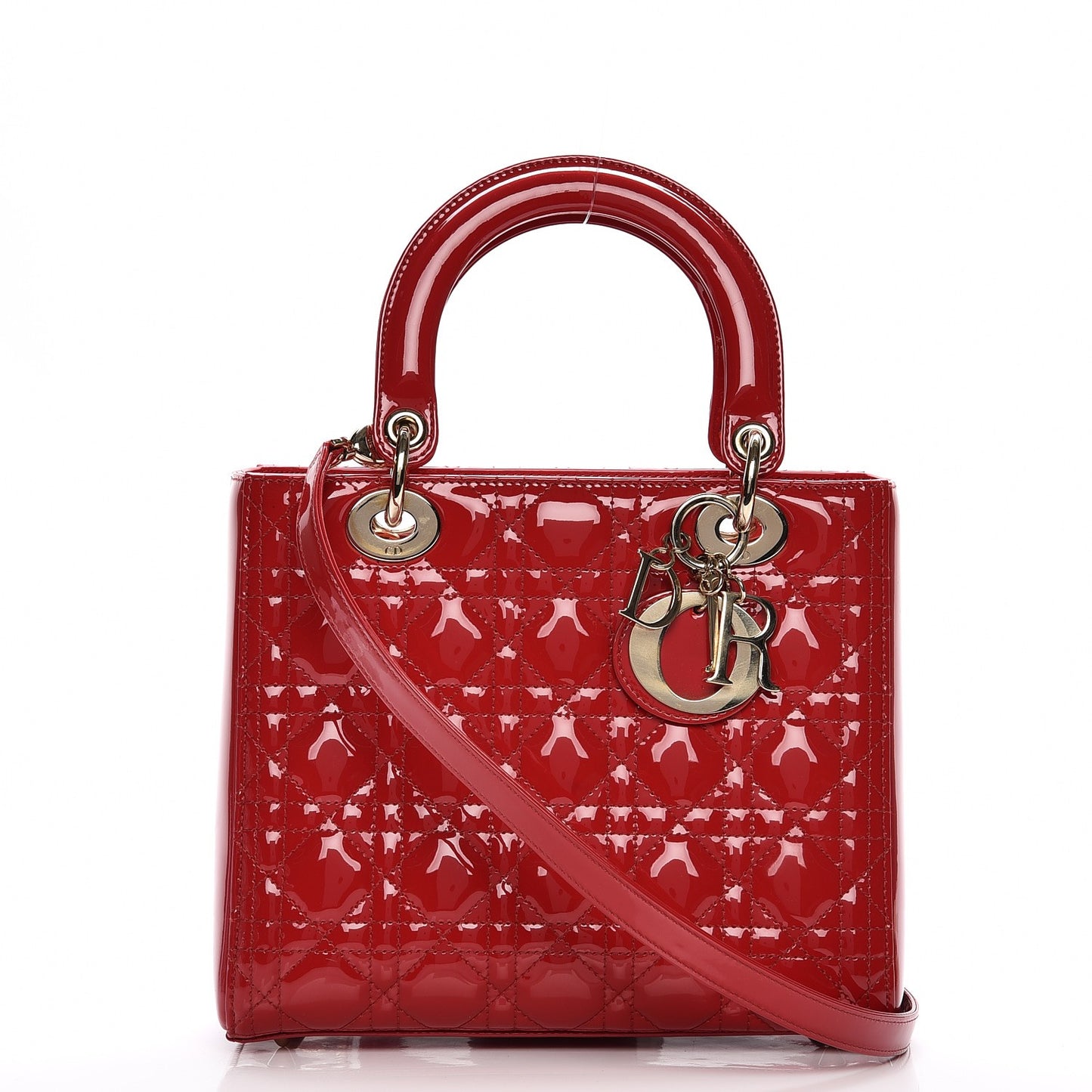 Patent Cannage Medium Lady Dior Red