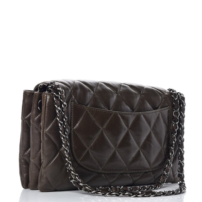Chanel Lambskin Quilted 3 Accordion Flap Bag Dark Khaki 3 of 11