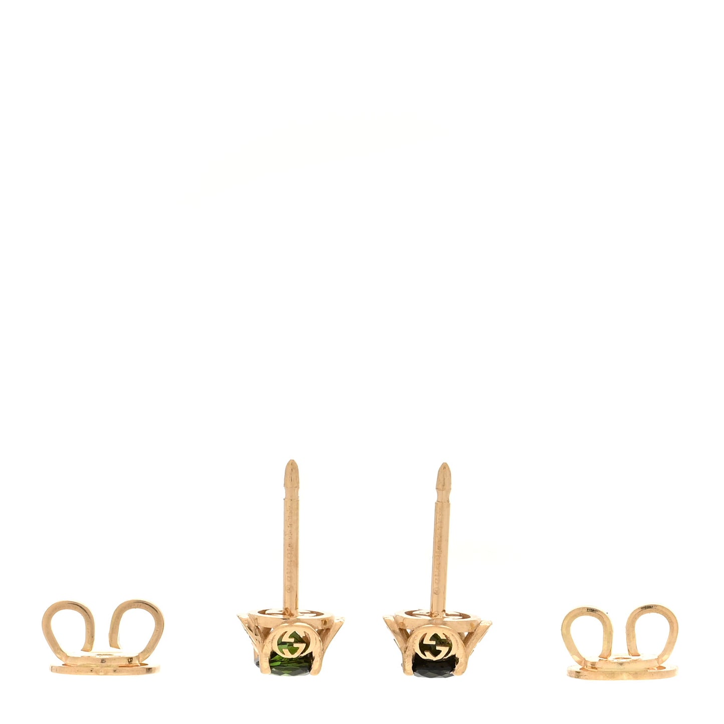 18K Yellow Gold Green Tourmaline Interlocking G Earrings 49/4.75