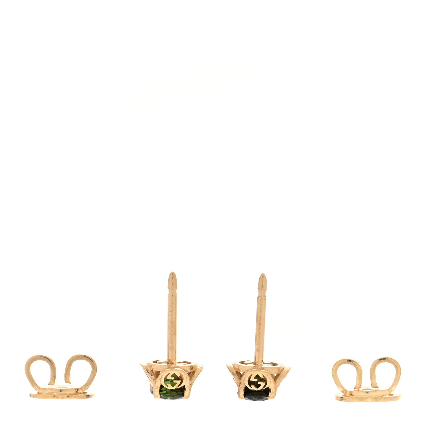 Gucci 18K Yellow Gold Green Tourmaline Interlocking G Earrings 49/4.75 3 of 6
