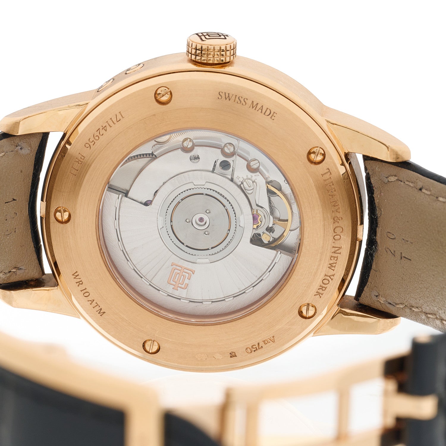 Tiffany 18K Rose Gold Alligator 40mm CT60 Chronograph Annual Calendar Automatic Watch 4 of 5