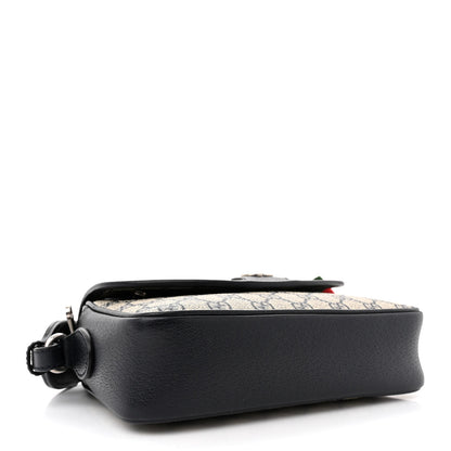 Gucci GG Supreme Monogram Textured Dollar Calfskin Web Studded Mini Ophidia Flap Shoulder Bag Beige Blue 4 of 10