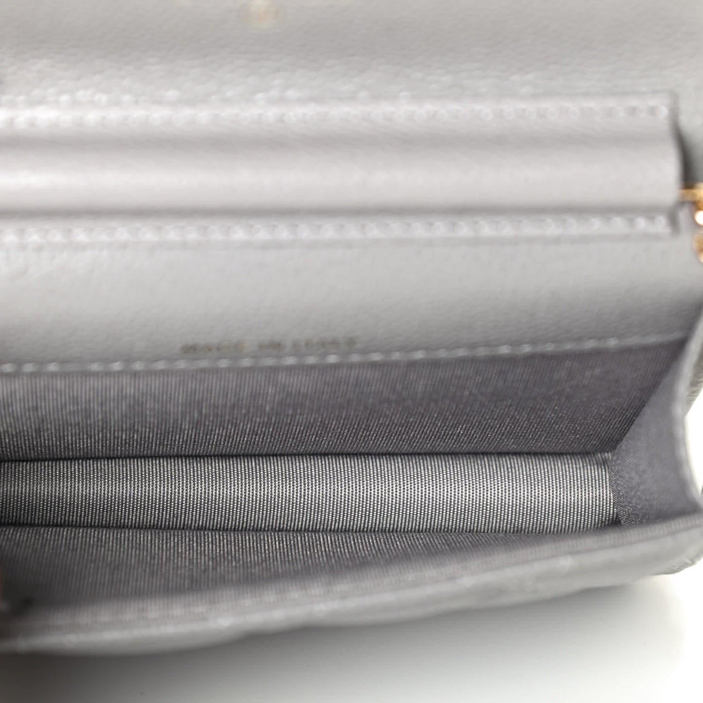 Caviar Quilted Miss Coco Clutch With Chain Grey