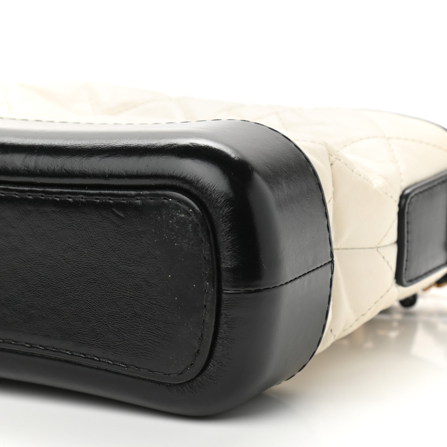 Aged Calfskin Quilted Small Gabrielle Hobo Black White