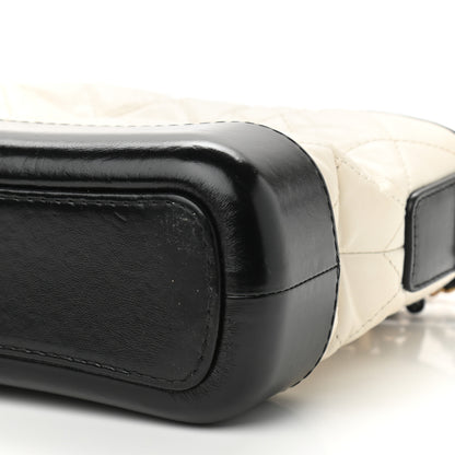 Chanel Aged Calfskin Quilted Small Gabrielle Hobo Black White 10 of 12