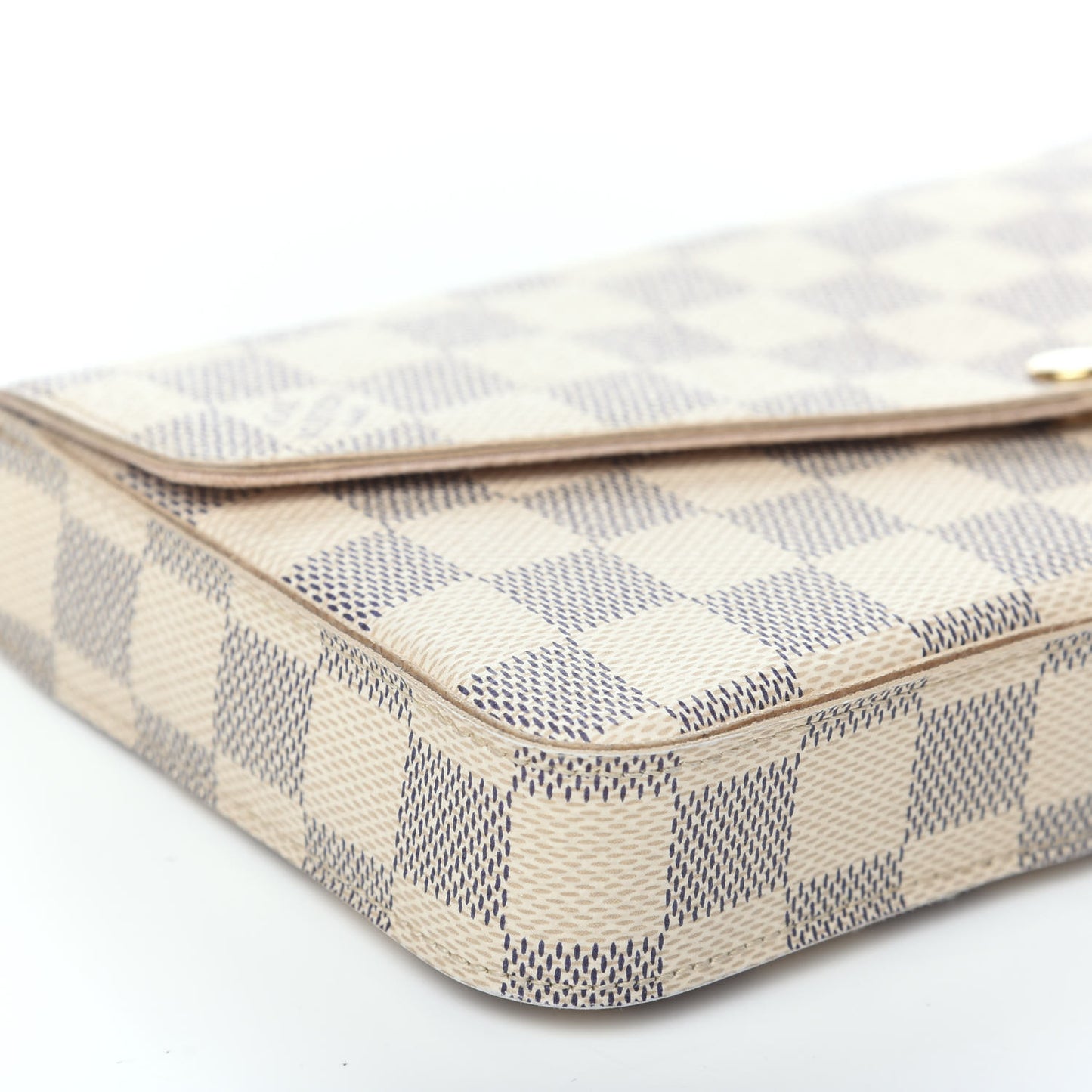 Damier Azur Pochette Felicie Chain Wallet Rose Ballerine