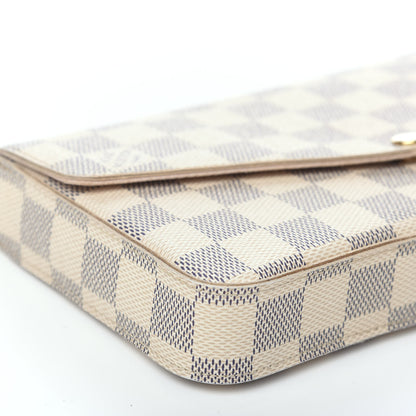 Louis Vuitton Damier Azur Pochette Felicie Chain Wallet Rose Ballerine 6 of 15