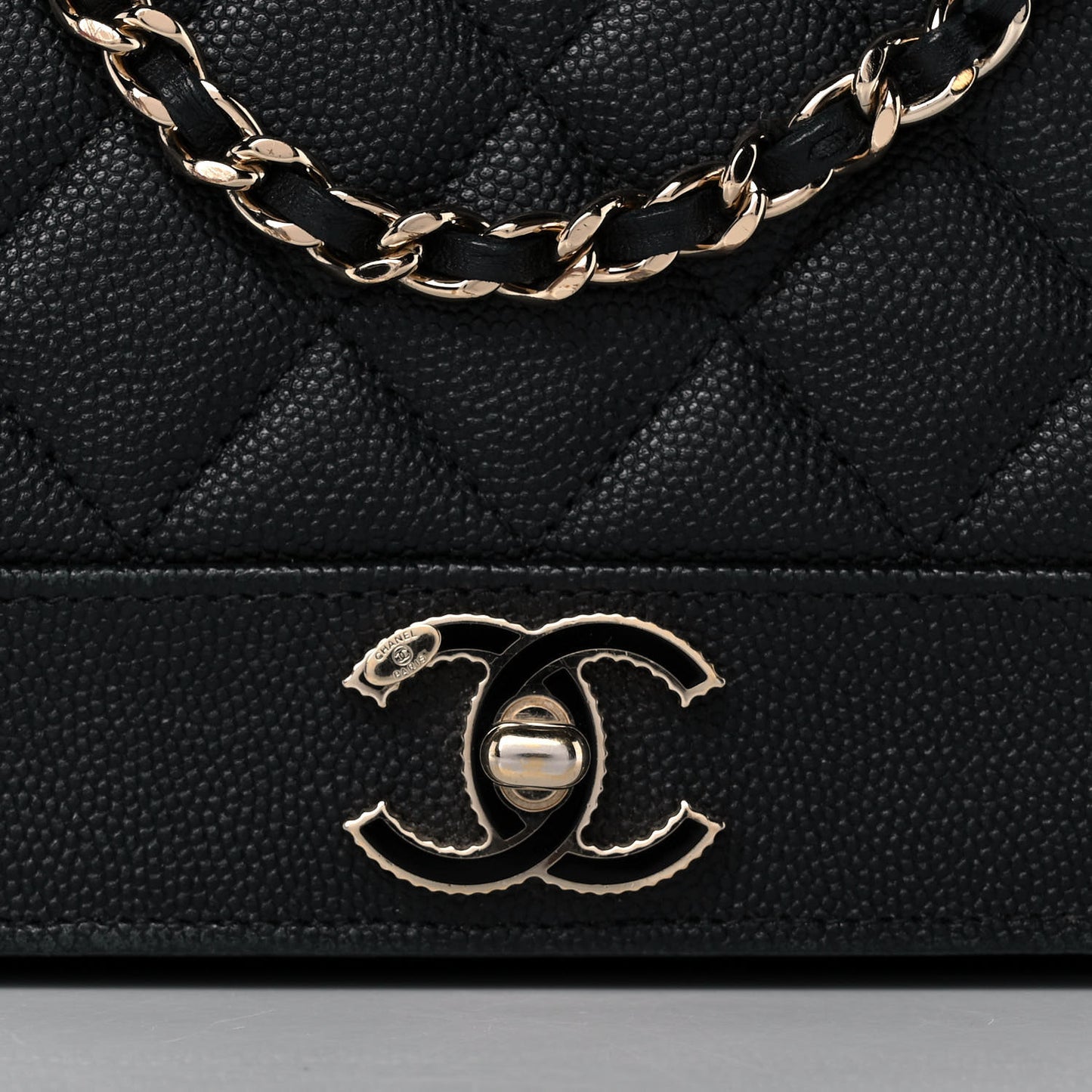 Caviar Quilted Vintage Mademoiselle Wallet On Chain WOC Black