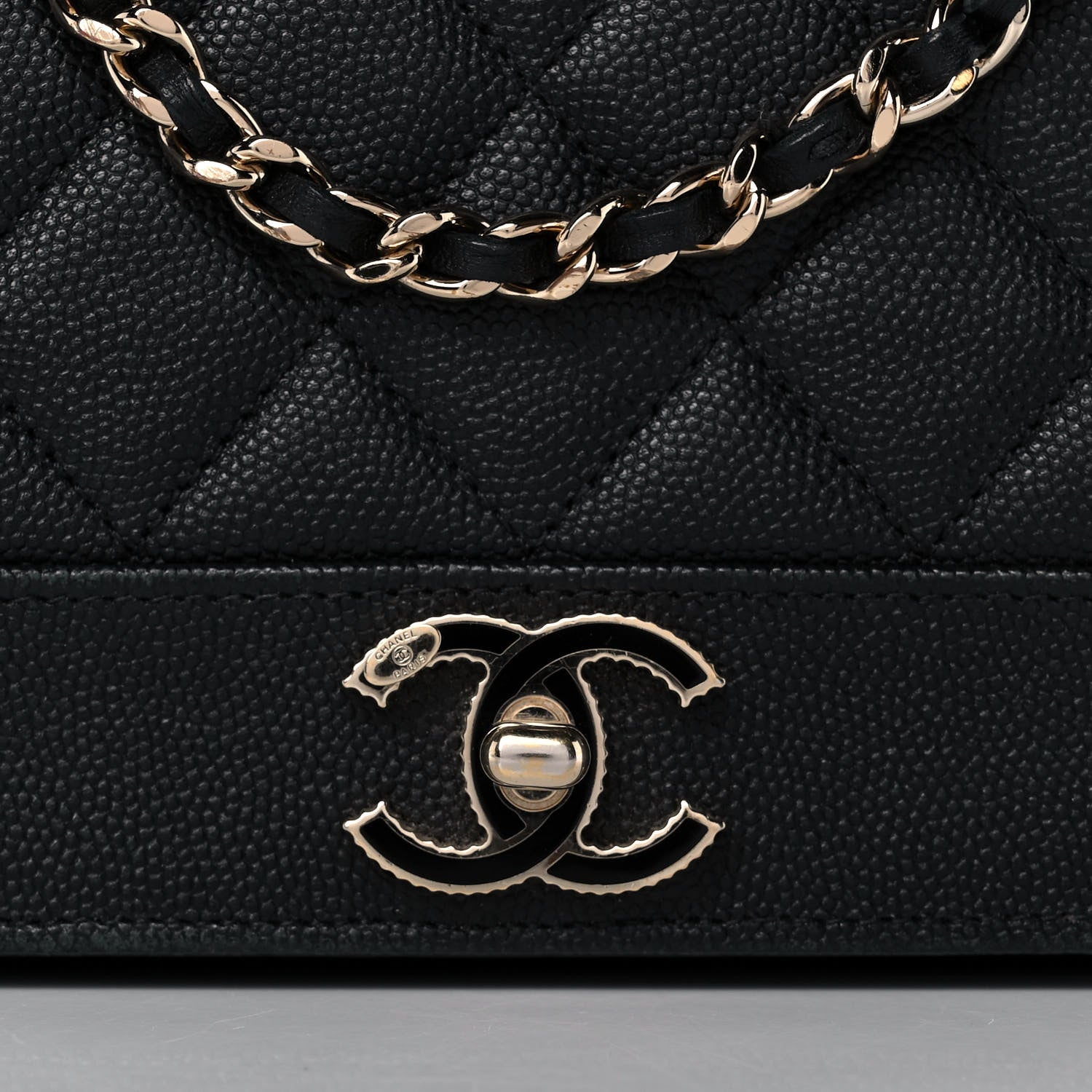 Chanel Caviar Quilted Vintage Mademoiselle Wallet On Chain WOC Black 7 of 12
