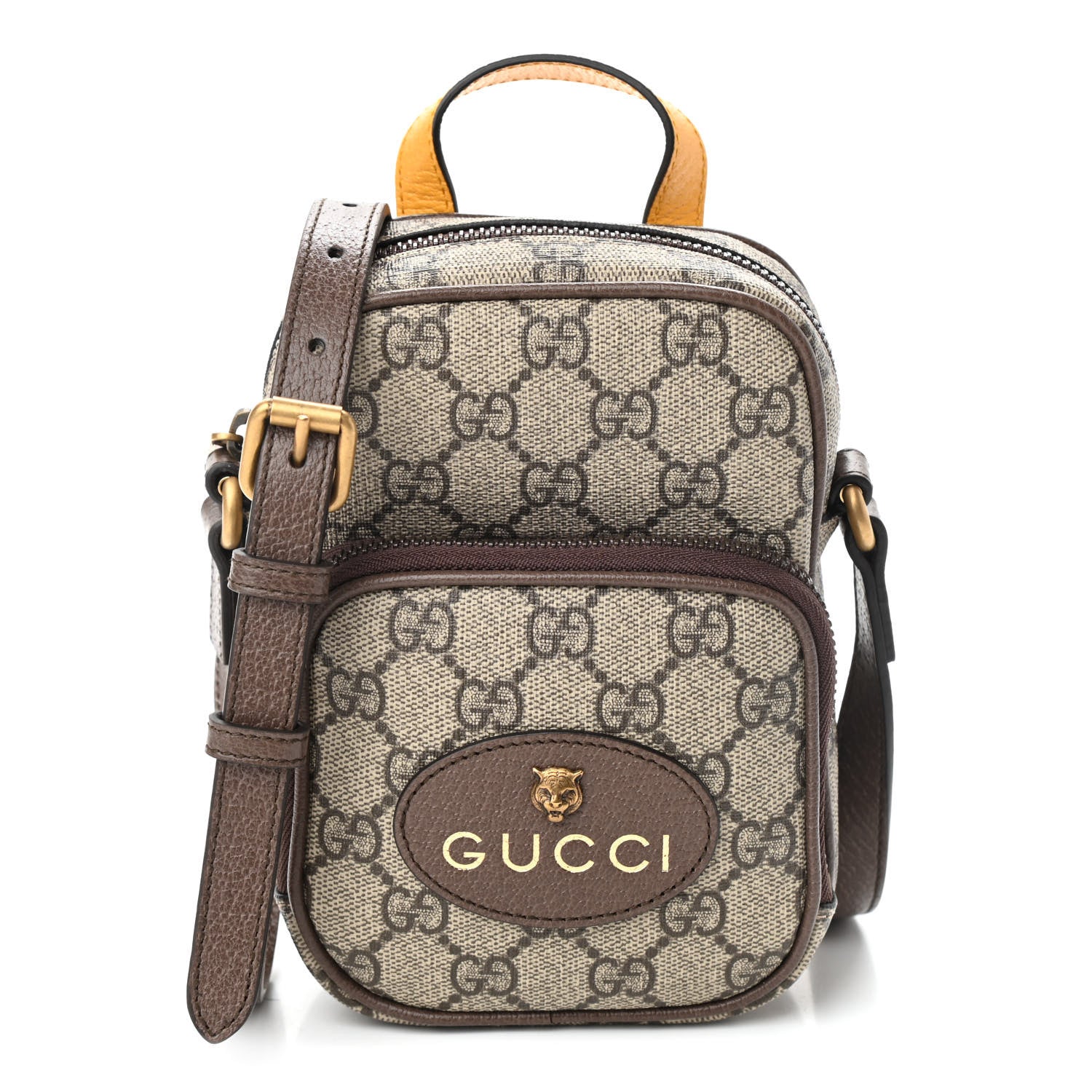 Gucci GG Supreme Monogram Mini Neo Vintage Double Zip Messenger Bag Beige New Acero Crop 1 of 9