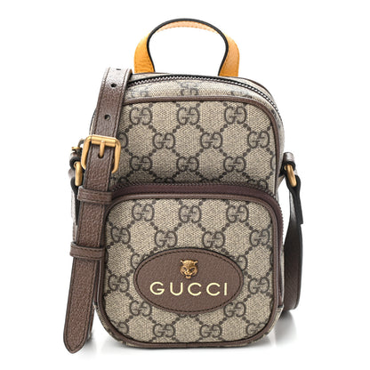 Gucci GG Supreme Monogram Mini Neo Vintage Double Zip Messenger Bag Beige New Acero Crop 1 of 9
