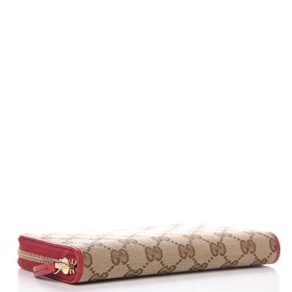 Gucci Monogram Dollar Calfskin Zip Around Wallet Beige Ebony Rosso 4 of 8