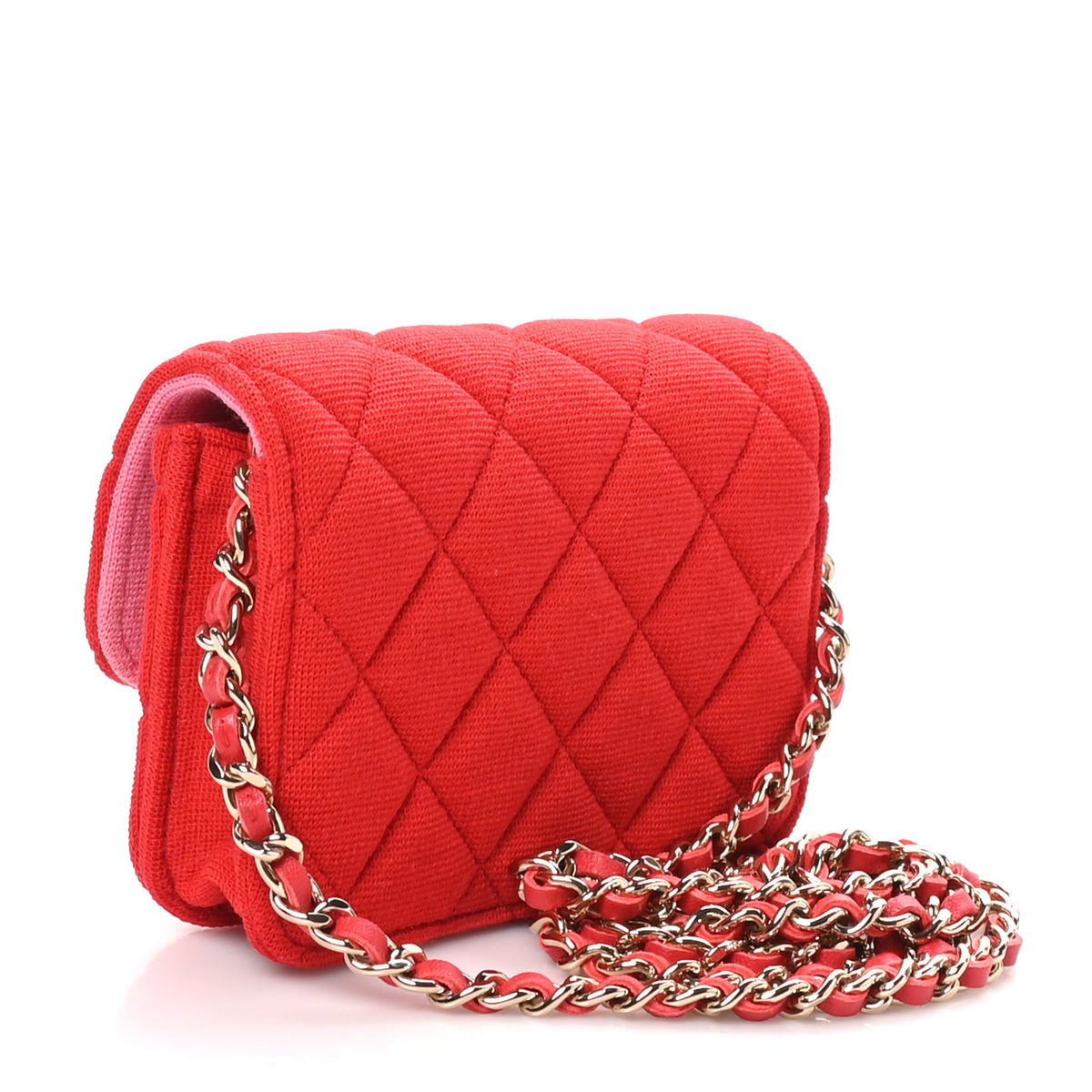 Chanel Jersey Quilted Micro Mini Flap Red 2 of 11