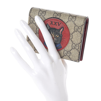 Gucci Soft GG Supreme Monogram Mystic Cat Card Case Wallet 2 of 7