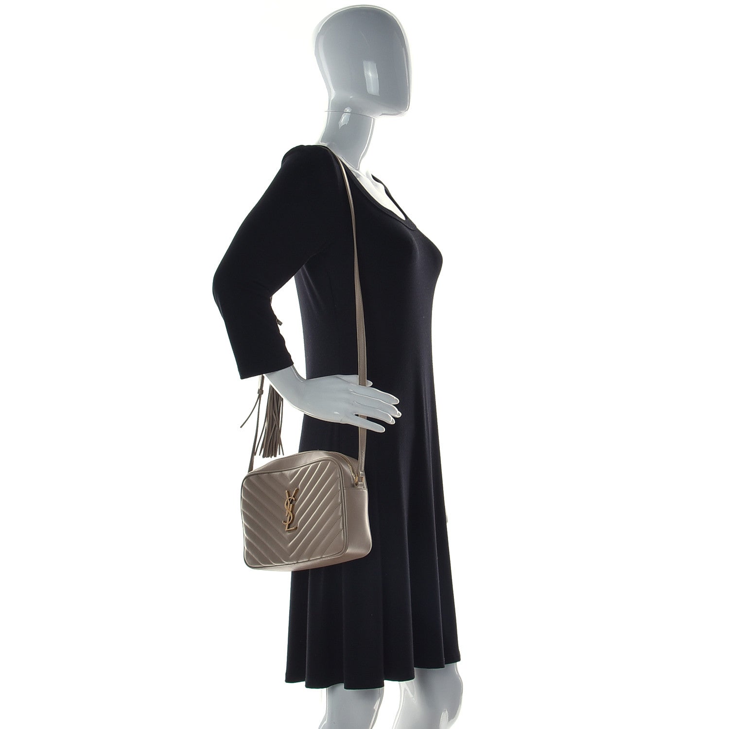 Saint Laurent Calfskin Matelasse Monogram Lou Camera Bag Nude Powder 2 of 10