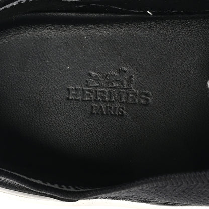 Hermes Knit Fabric Calfskin Deep Sneakers 38 Black White 9 of 10
