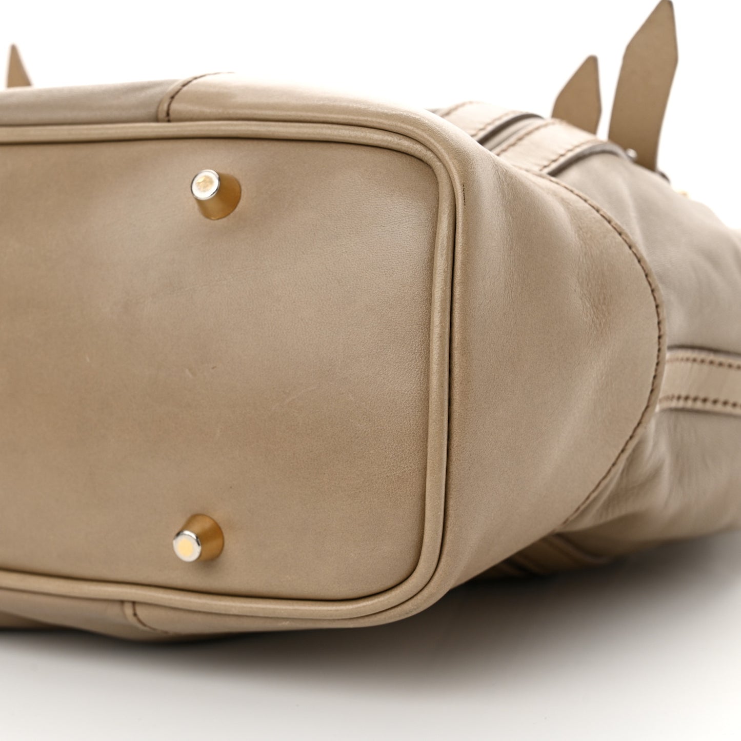 Lambskin Whipstitch Medium Tote Beige
