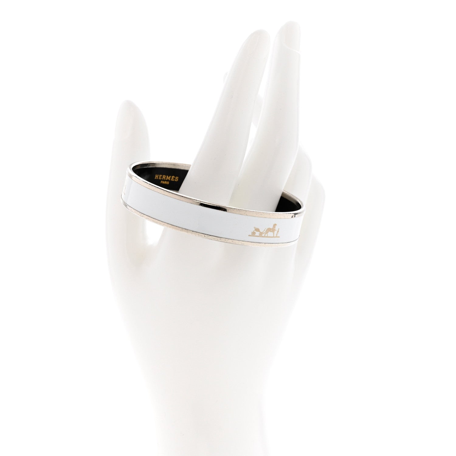 Hermes Enamel Printed Caleche Medium Bracelet 65 White 2 of 7