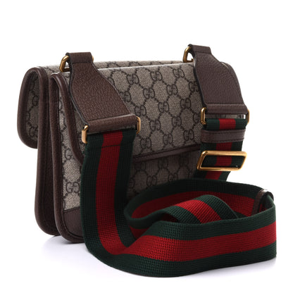 Gucci GG Supreme Monogram Web Small Neo Vintage Double Flap Messenger Bag Beige New Acero 2 of 10