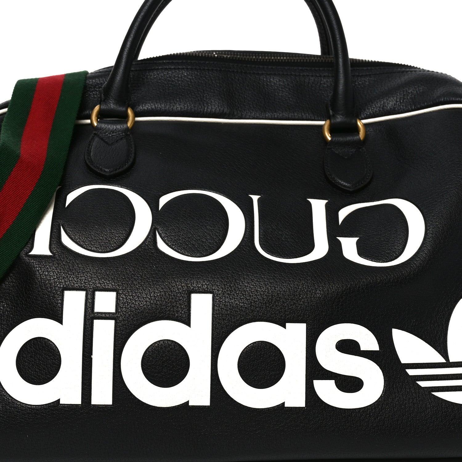 Gucci X ADIDAS Textured Dollar Calfskin Web Trefoil Large Bowling