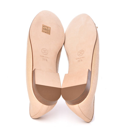 Chanel Grained Calfskin Cap Toe Ballerina Flats 38.5 Beige 9 of 10