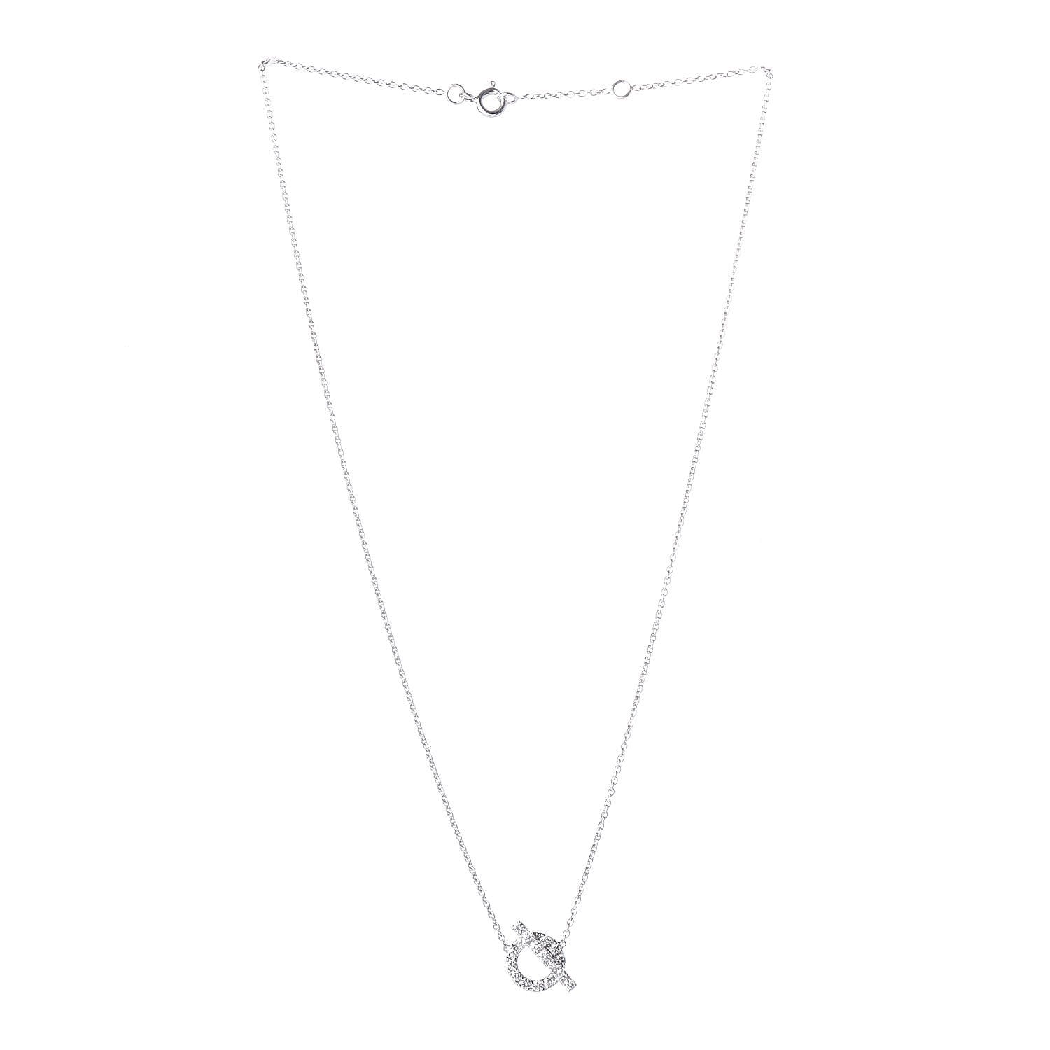 Hermes 18K White Gold Diamond Finesse Pendant Necklace 3 of 6
