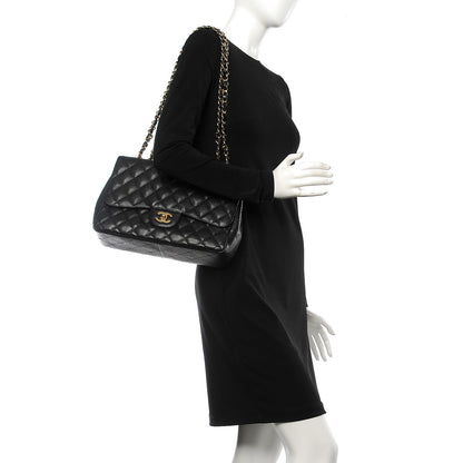 Chanel Caviar Quilted Jumbo Single Flap Black 2 of 13
